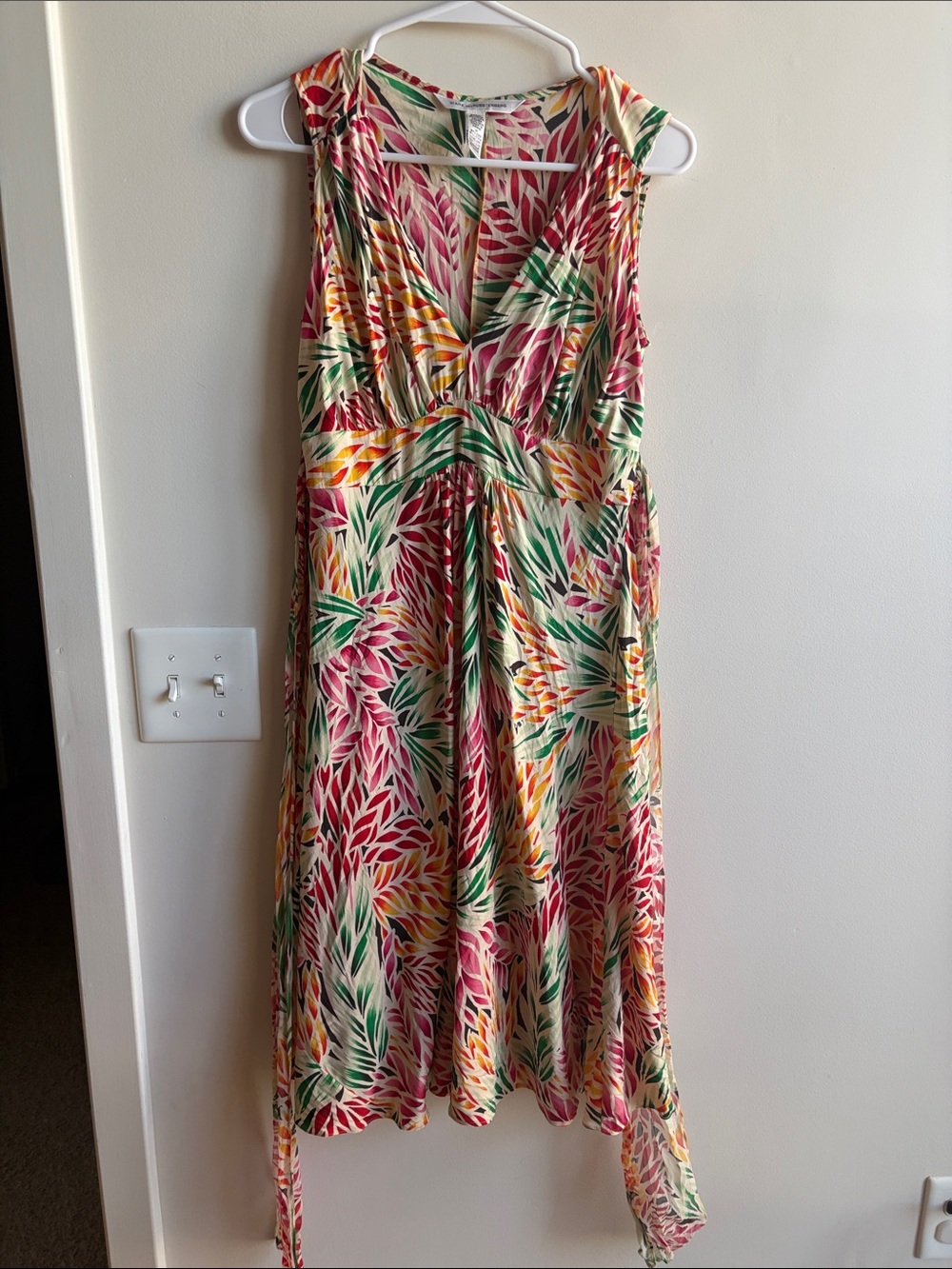 Diane Von Furstenberg Multicolor Leaf-Print Silk Midi Dress
